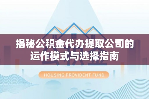 道县揭秘公积金代办提取公司的运作模式与选择指南